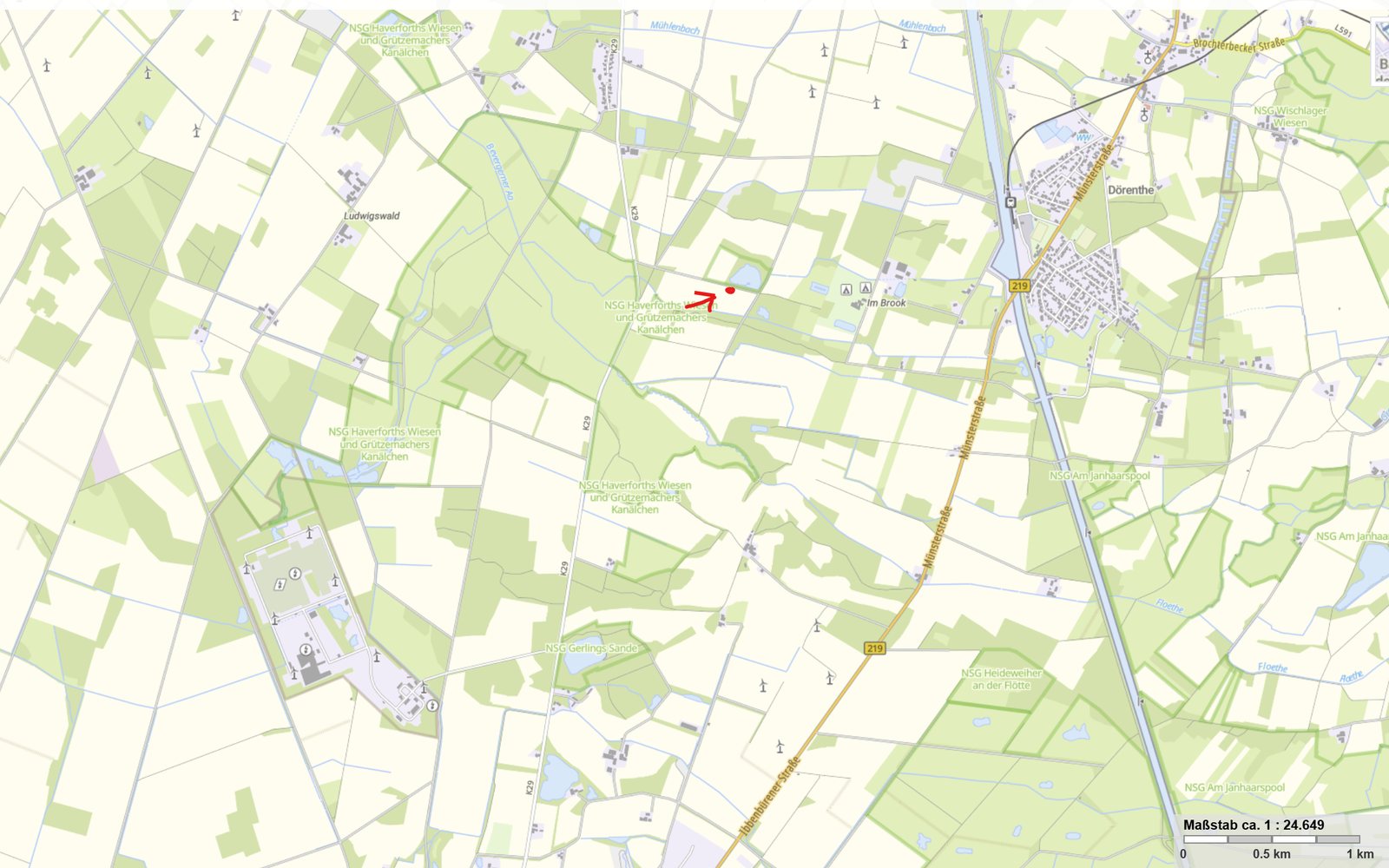 Standortkarte des Denkmals im Birgter Feld