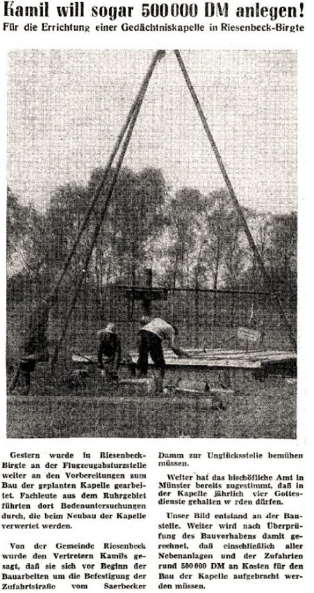 Abb. 9 · Zeitungsartikel von 1962 berichtet über die Vorbereitungen zur Errichtung einer Kapelle im Birgter Feld.