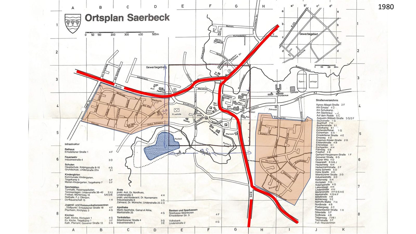 Ortsplan Saerbeck 1980