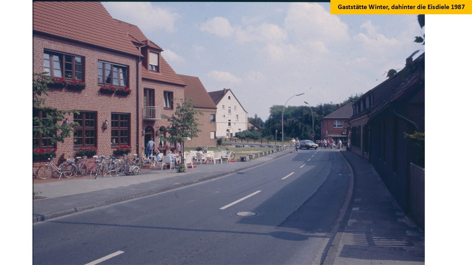 Gaststätte Winter, dahinter die Eisdiele, 1987