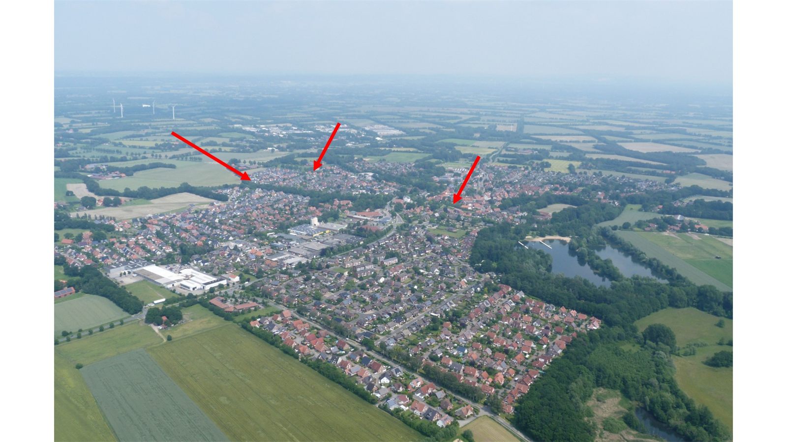Luftbild Ortslage mit Markierungen