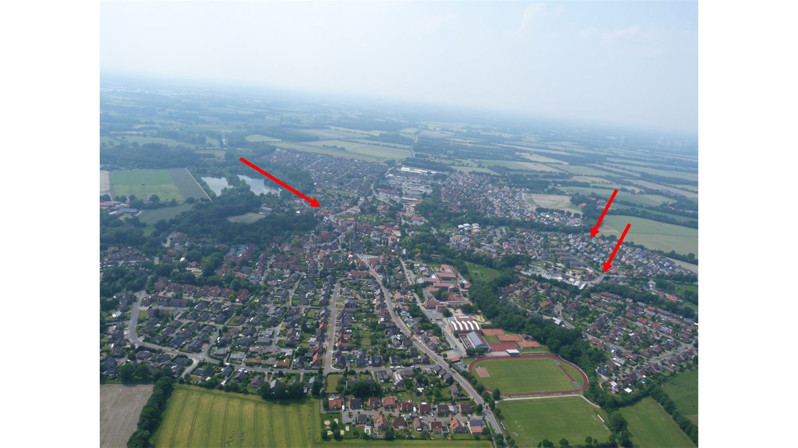 Luftbild Ortslage mit Markierungen